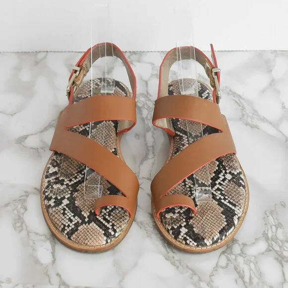 Crown Vintage Aaliyah Leather Sandal Brown Size 6.5 M - Picture 3 of 7